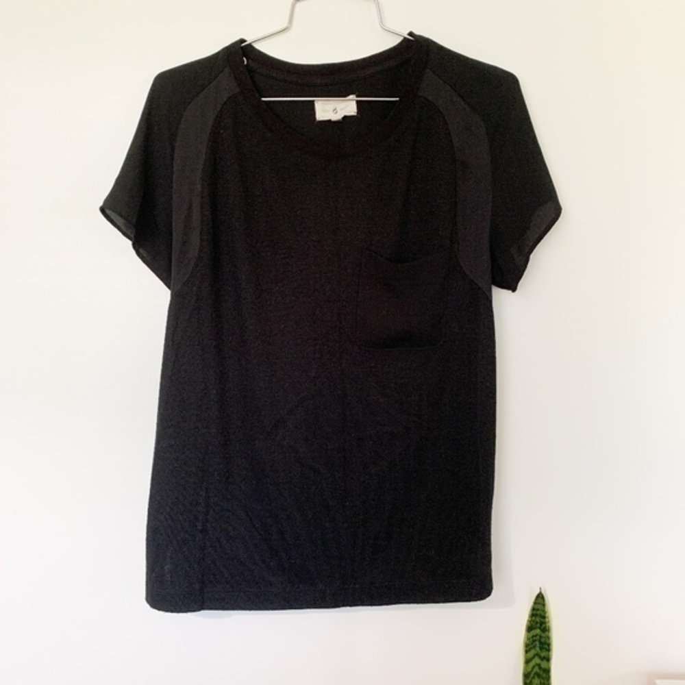 Lou & Grey Black Short Sleeve Tee with Pocket sz S